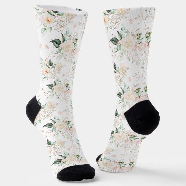 Chaussette Motif de jardin floral de roses (Angulaire)