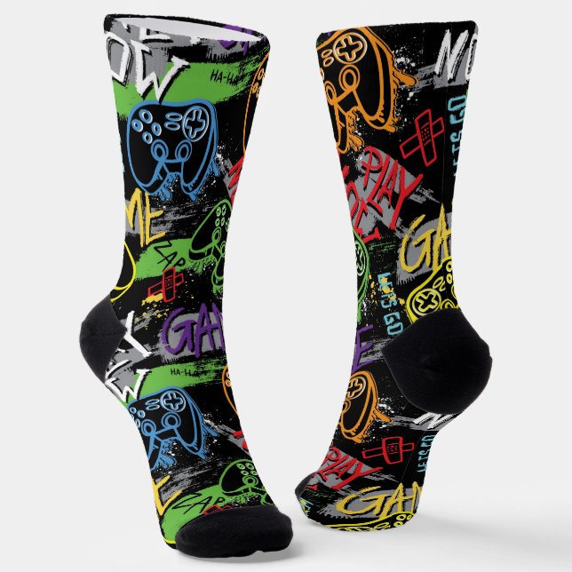 Chaussette Motif de jeu graffiti néon (Angulaire)