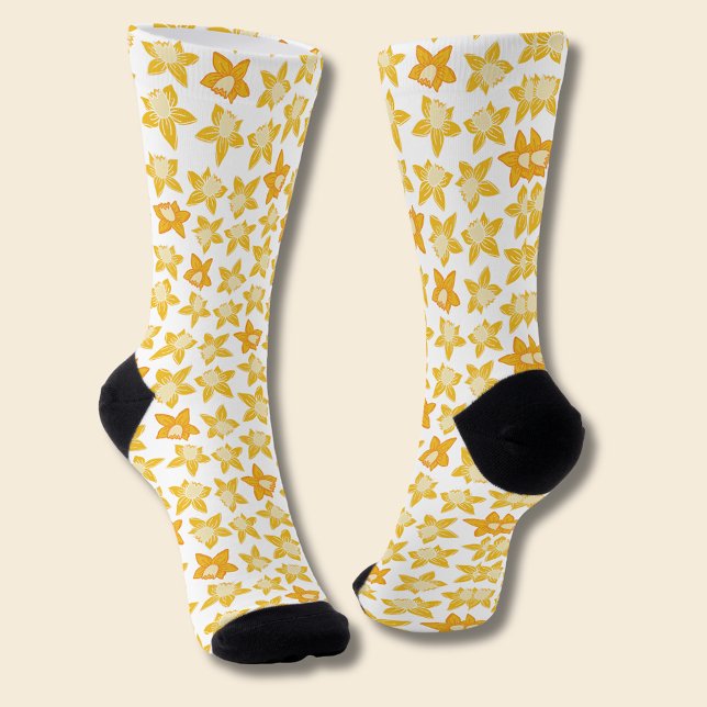 Chaussette Motif de jonquille printanière (Daffodil spring floral socks)