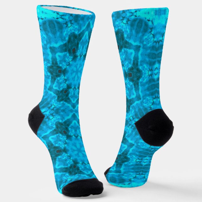 Chaussette Motif de kaléidoscope bleu glace givrée (Angulaire)