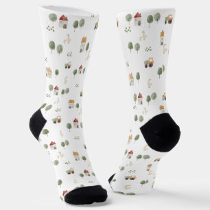 Chaussette Motif de la ferme d'aquarelle