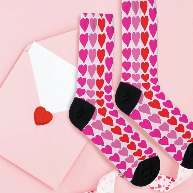 Chaussette Motif de la Saint-Valentin Cœurs Rose Fuchsia Roug (Créateur téléchargé)