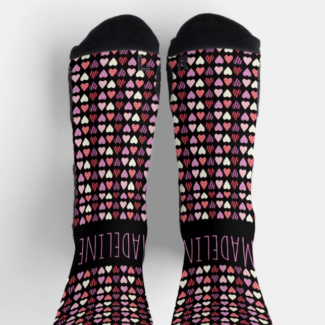 Chaussette Motif de la Saint-Valentin dessiné à la main avec  (Haut)
