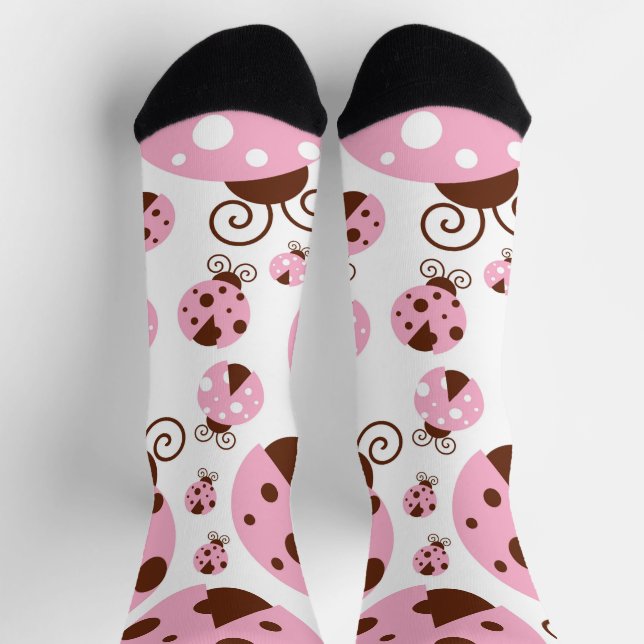 Chaussette Motif De Ladybugs, Mignons Ladybugs, Pink Ladybugs (Haut)