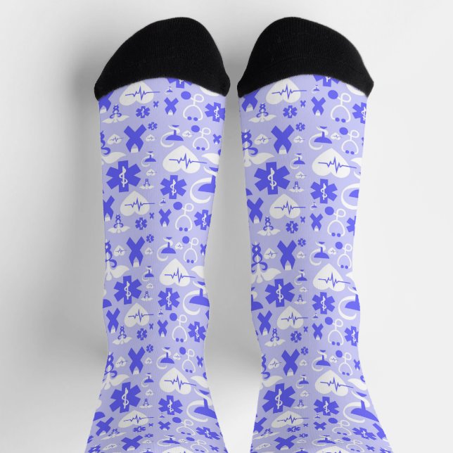 Chaussette Motif de l'élément pharmacie bleu blanc (Haut)