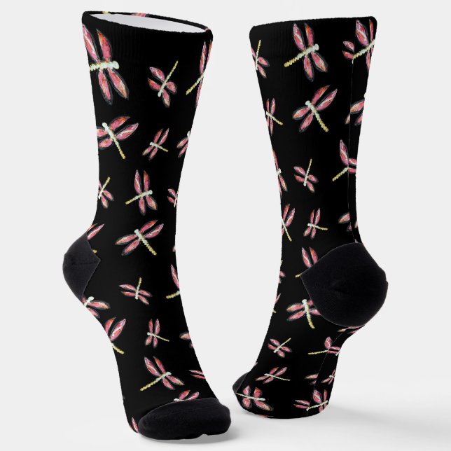 Chaussette Motif de libellule rose volante (Angulaire)