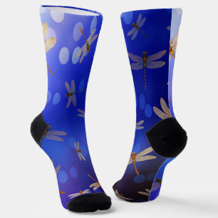Chaussette Motif de libellules bleues, Chaussettes d'équipage