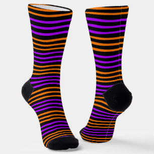 Chaussette Motif de lignes ondulées orange violet noir