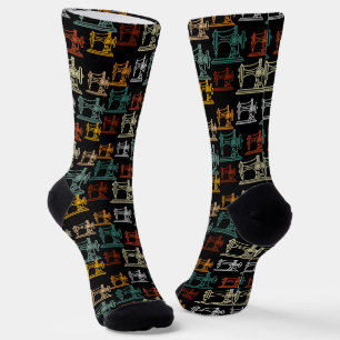Chaussette Motif de machines à coudre rétro vintage - Cadeau 
