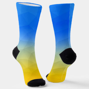 Chaussette Motif de maillage géométrique bleu jaune Ukraine