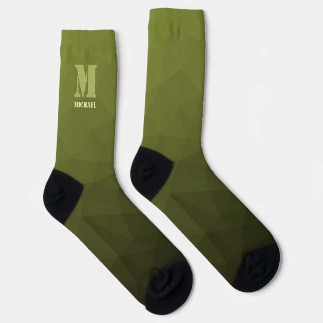 Chaussette Motif de maillage géométrique d'olive verte de l'a (Droite)
