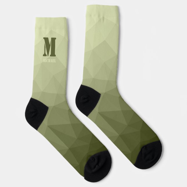 Chaussette Motif de maillage géométrique vert clair de l'armé (Droite)