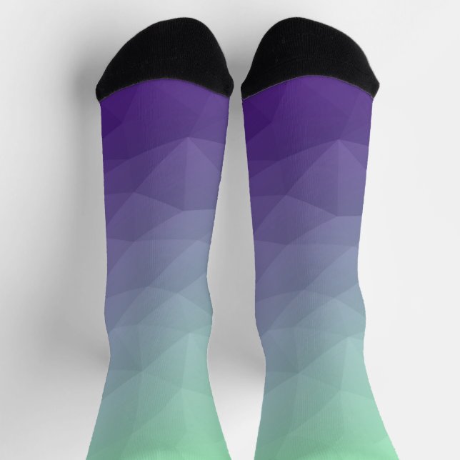 Chaussette Motif de maillage géométrique vert foncé violet (Haut)