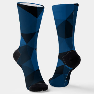 Chaussette Motif de maille géométrique bleu foncé et noir