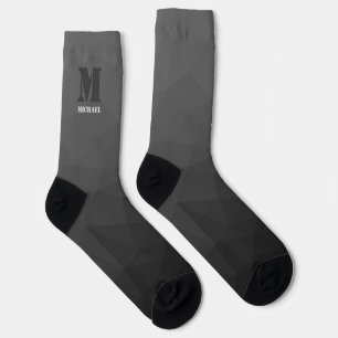 Chaussette Motif de maille géométrique gris foncé Monogramme