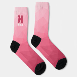 Chaussette Motif de maille géométrique rose Monogramme