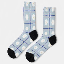 Motif de marguerite à carreaux bleus