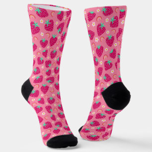 Chaussette Motif de marguerite arc-en-ciel fraise