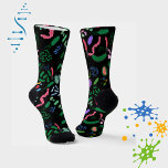 Chaussette Motif de microbiologiste<br><div class="desc">Chaussettes motifs microbiologistes contenant des virus,  des bactéries et d'autres microbes.</div>