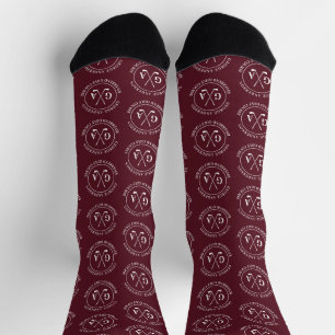 Chaussette Motif de monogramme de golf personnalisé bordeaux