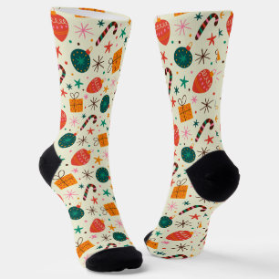 Chaussette Motif de Noël rétro et cadeau