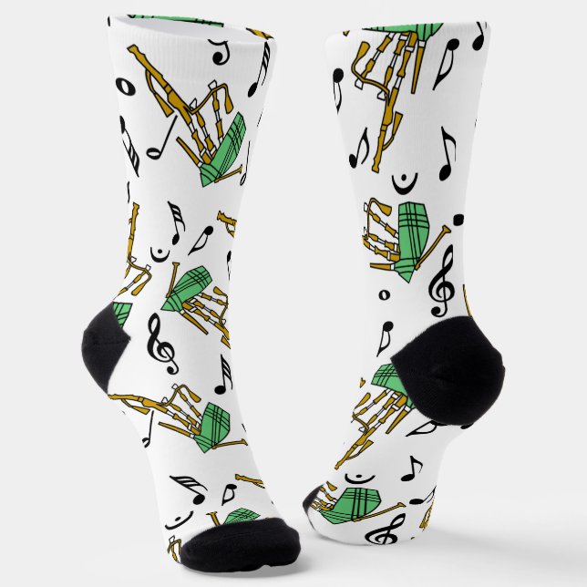 Chaussette Motif de note musicale Bagpipes (Angulaire)