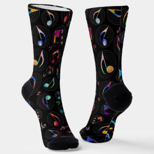 Chaussette Motif de notes de musique colorées