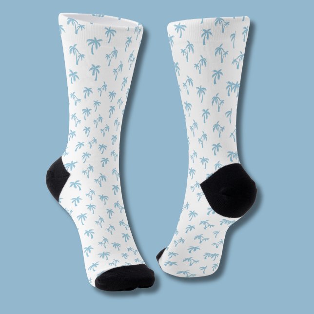 Chaussette Motif de palmier tropical bébé bleu (Light blue palm tree socks)