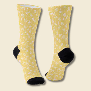Chaussette Motif de palmier tropical jaune