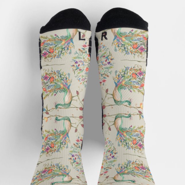 Chaussette Motif de paon, Belles Chaussettes Florales Tropica (Haut)
