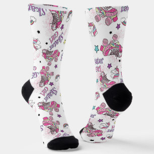 Chaussette Motif de patin à roulettes licorne fille skater mi