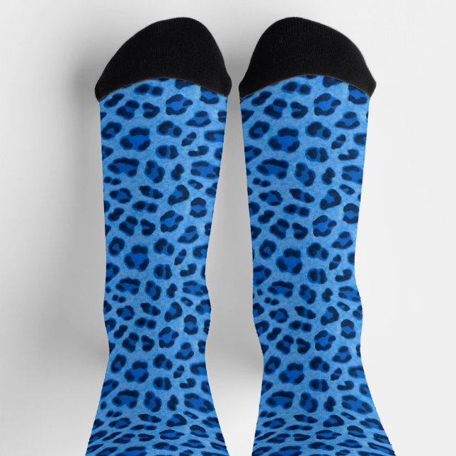 Chaussette Motif de peau Poster de animal léopard bleu (Haut)