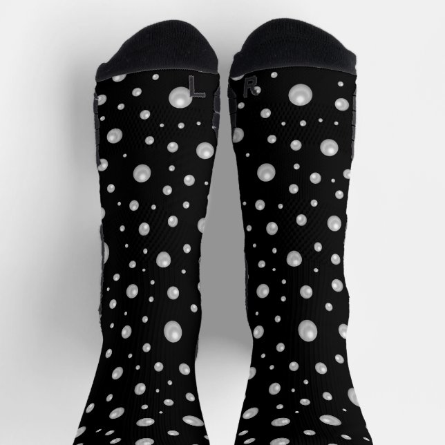 Chaussette Motif de perle sur fond noir (Haut)