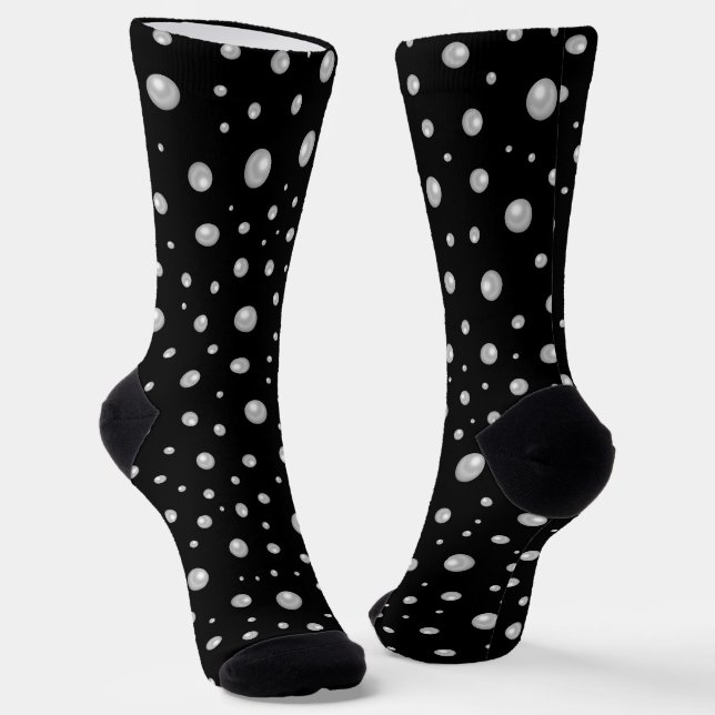Chaussette Motif de perle sur fond noir (Angulaire)