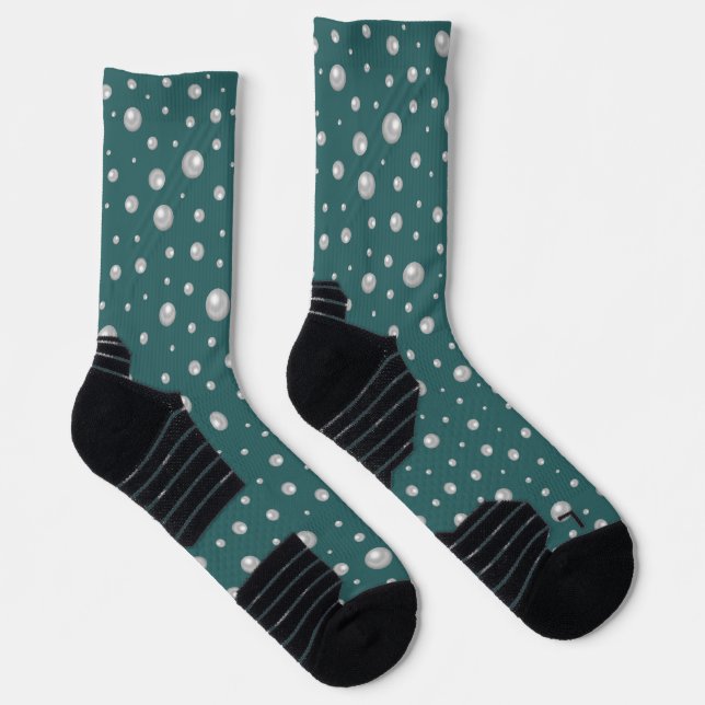 Chaussette Motif de perle sur fond sarcelle transformatif (Droite)