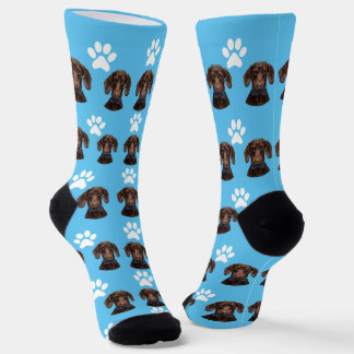 Chaussette Motif de photo de animal mignon bleu clair et patt