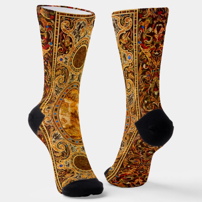 Chaussette Motif de pierres gemmes italiennes d'antiquité (Angulaire)