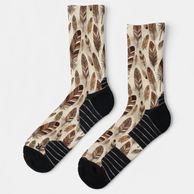 Chaussette Motif de plume bohème (Gauche)