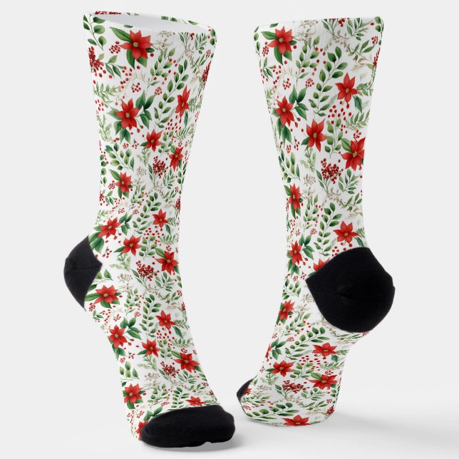 Chaussette Motif de poinsettia de Noël (Angulaire)