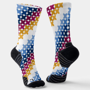 Chaussette Motif de point de croix coloré sans couture