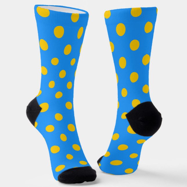 Chaussette Motif de points jaunes sur fond bleu (Créateur téléchargé)