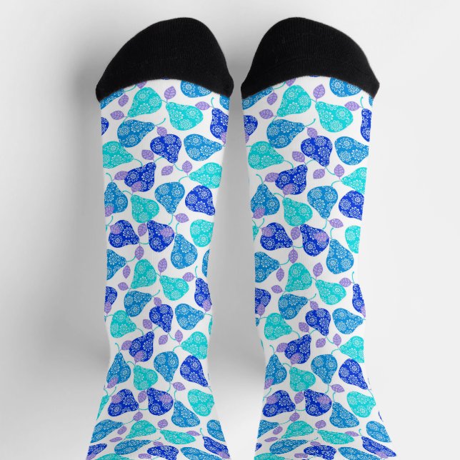 Chaussette Motif de poires décoratives bleues mignonnes (Haut)
