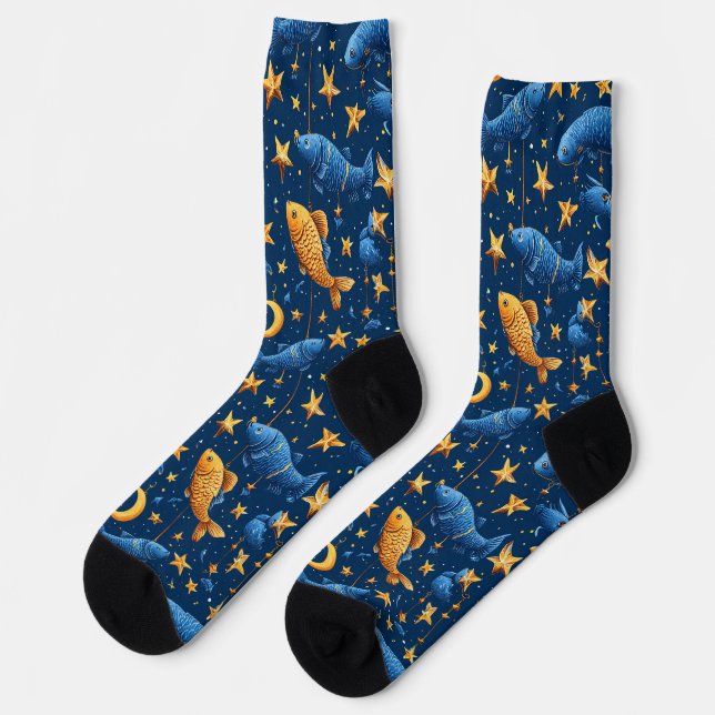 Chaussette Motif de poisson coloré (Gauche)