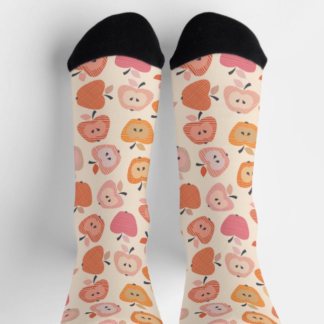 Chaussette Motif de pomme rose et orange mignon (Haut)