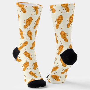 Chaussette motif de poulet frit carrelé mignon