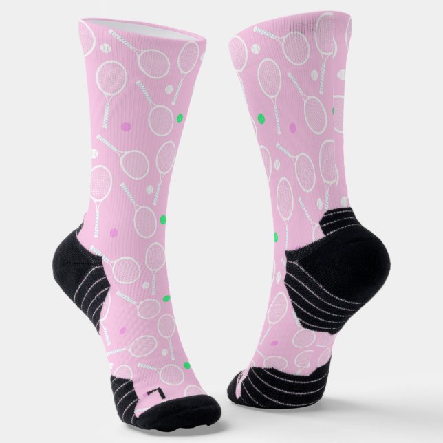 Chaussette Motif de raquette de tennis Pastel Pink (Angulaire)