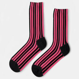 Chaussette Motif de rayures verticales noires et roses