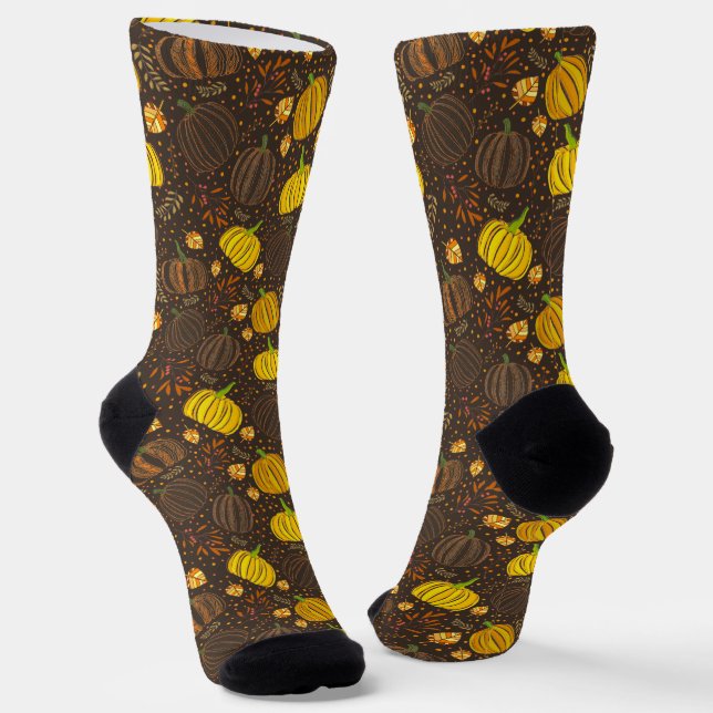 Chaussette Motif de récolte de citrouilles d'automne (Angulaire)