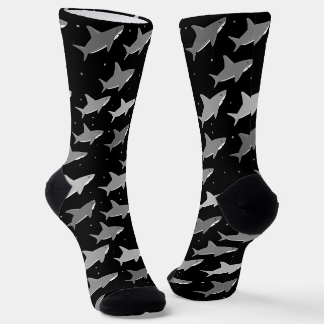 Chaussette Motif de requin gris-noir mignon (Angulaire)