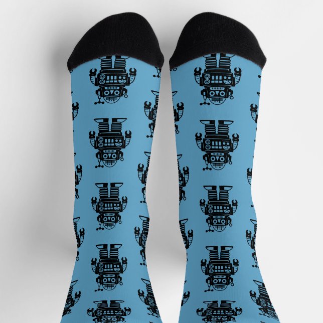 Chaussette Motif de robot inspiré du milieu du siècle rétro (Haut)